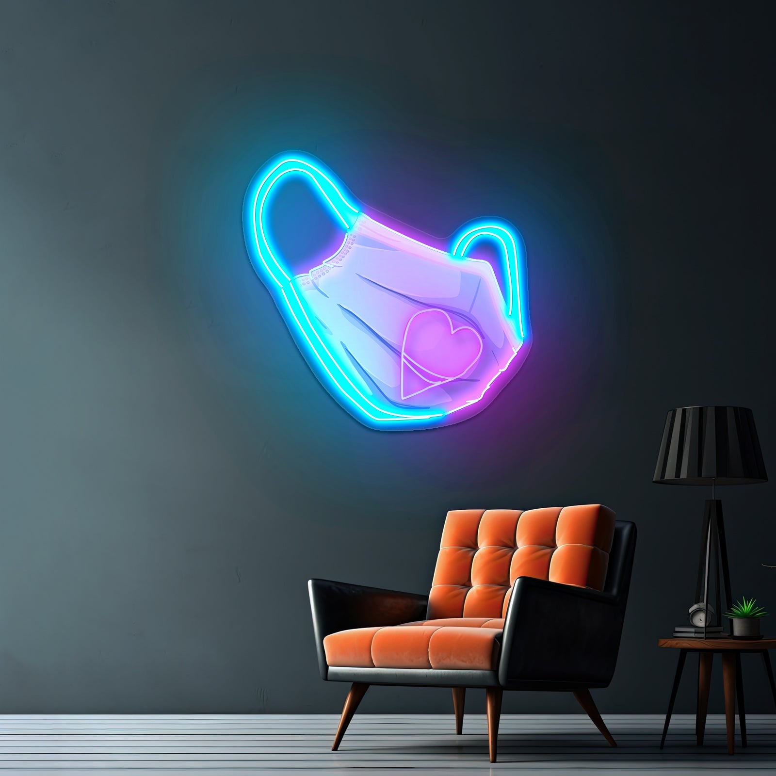 Medical Mask With Heart Artwork Custom Led Signs - Shineneon