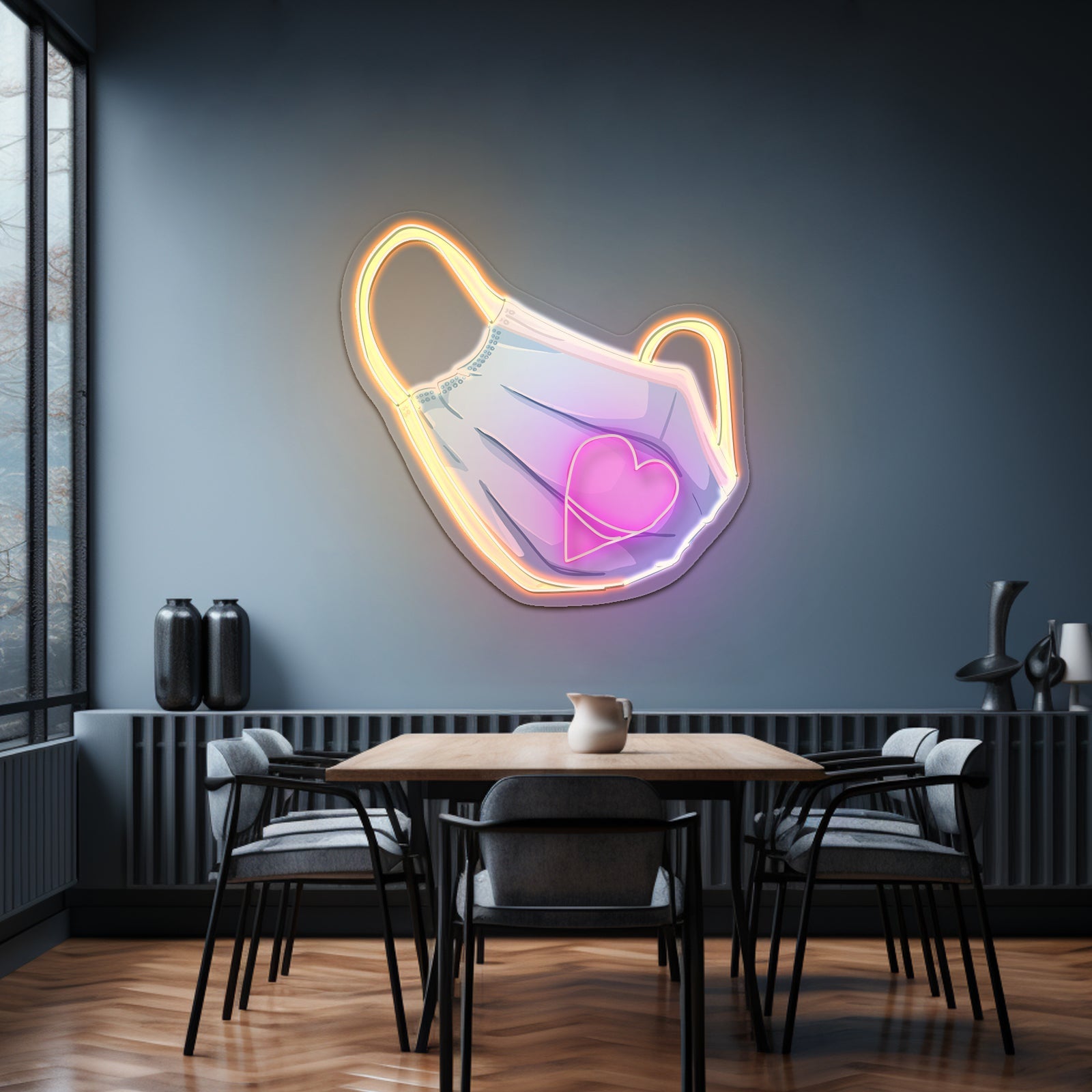 Medical Mask With Heart Artwork Custom Led Signs - Shineneon