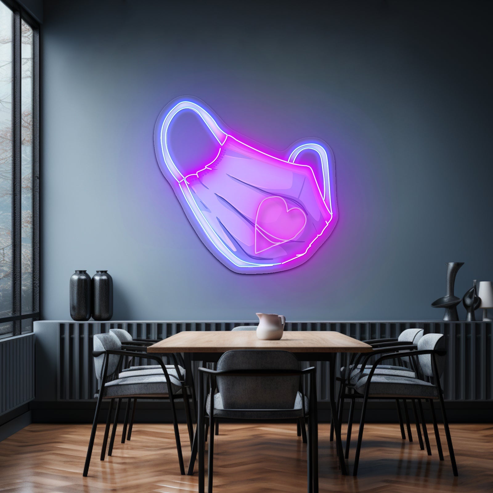 Medical Mask With Heart Artwork Custom Led Signs - Shineneon