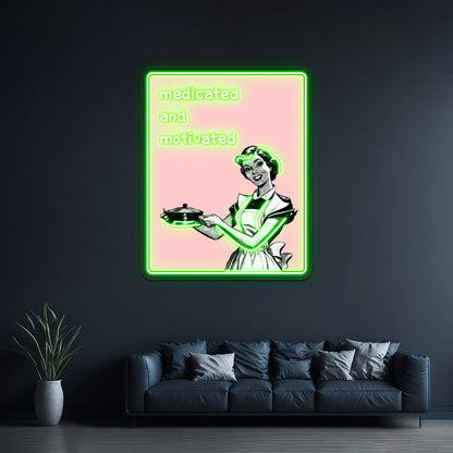 Medicated And Motivated Pink Artwork Neon Wall Signs - Shineneon
