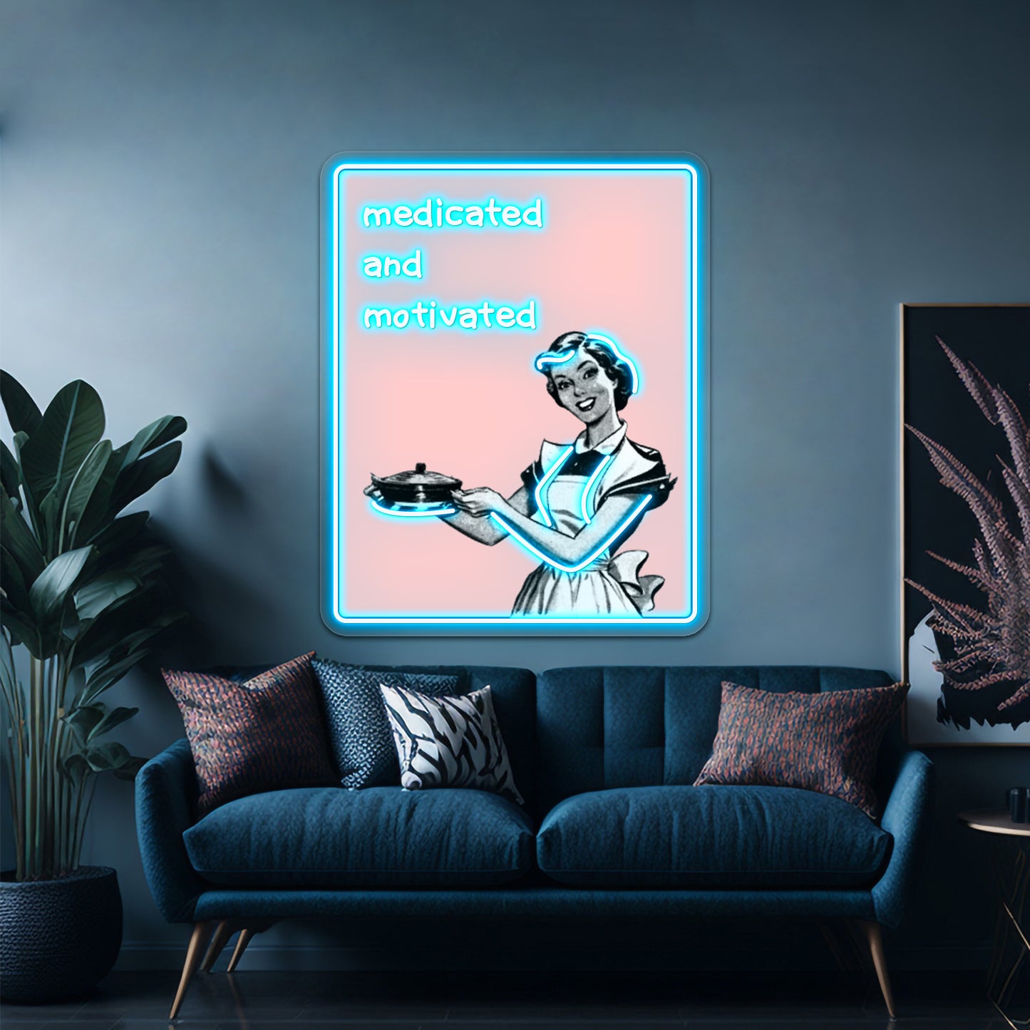 Medicated And Motivated Pink Artwork Neon Wall Signs