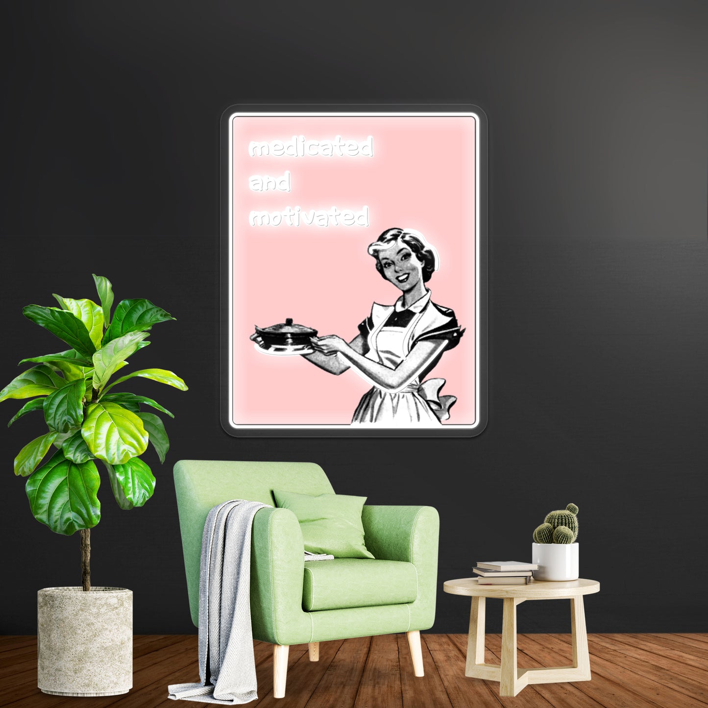 Medicated And Motivated Pink Artwork Neon Wall Signs