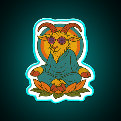 Meditating Goat Yoga Led Neon Sign For Wellness Space Rgb Color