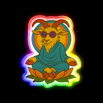 Meditating Goat Yoga Led Neon Sign For Wellness Space Rgb Color