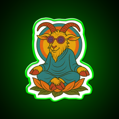 Meditating Goat Yoga Led Neon Sign For Wellness Space Rgb Color