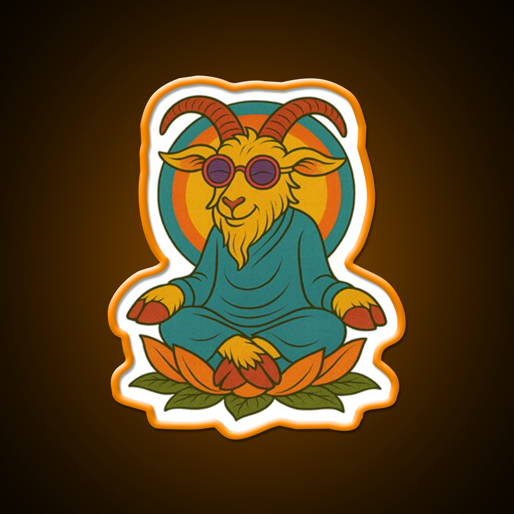 Meditating Goat Yoga Led Neon Sign For Wellness Space Rgb Color