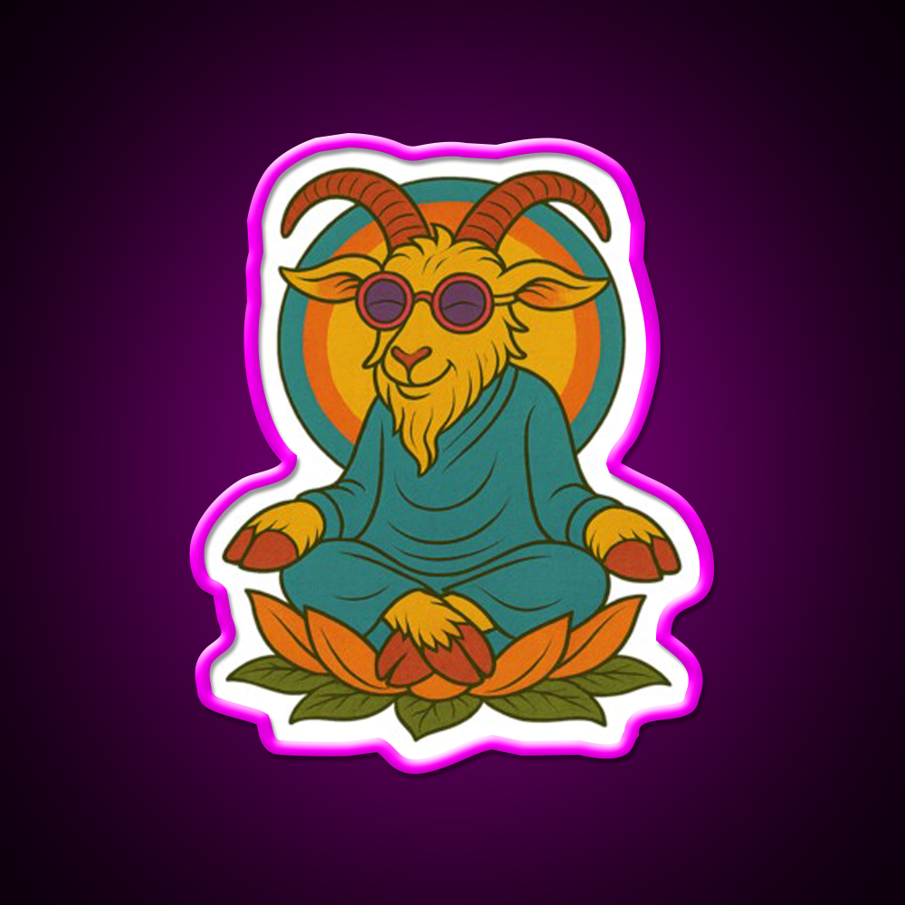 Meditating Goat Yoga Led Neon Sign For Wellness Space Rgb Color