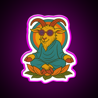 Meditating Goat Yoga Led Neon Sign For Wellness Space Rgb Color