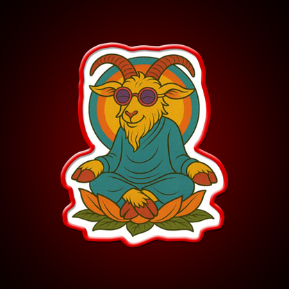 Meditating Goat Yoga Led Neon Sign For Wellness Space Rgb Color