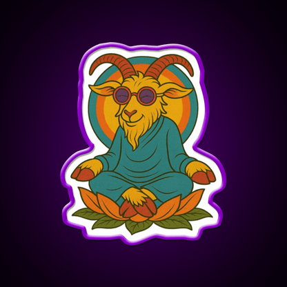 Meditating Goat Yoga Led Neon Sign For Wellness Space Rgb Color - Shineneon