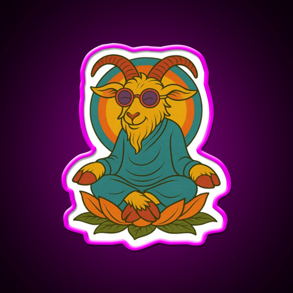 Meditating Goat Yoga Led Neon Sign For Wellness Space Rgb Color - Shineneon