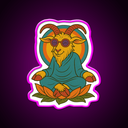 Meditating Goat Yoga Led Neon Sign For Wellness Space Rgb Color - Shineneon
