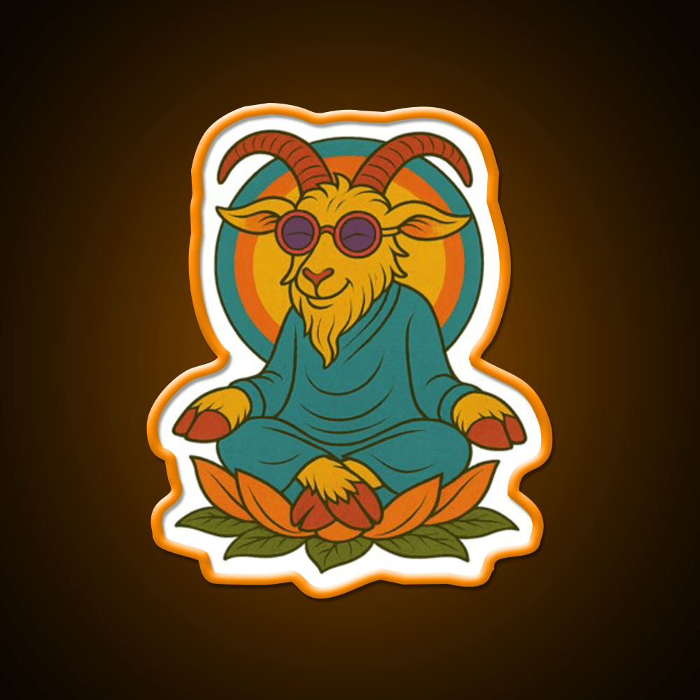 Meditating Goat Yoga Led Neon Sign For Wellness Space Rgb Color - Shineneon