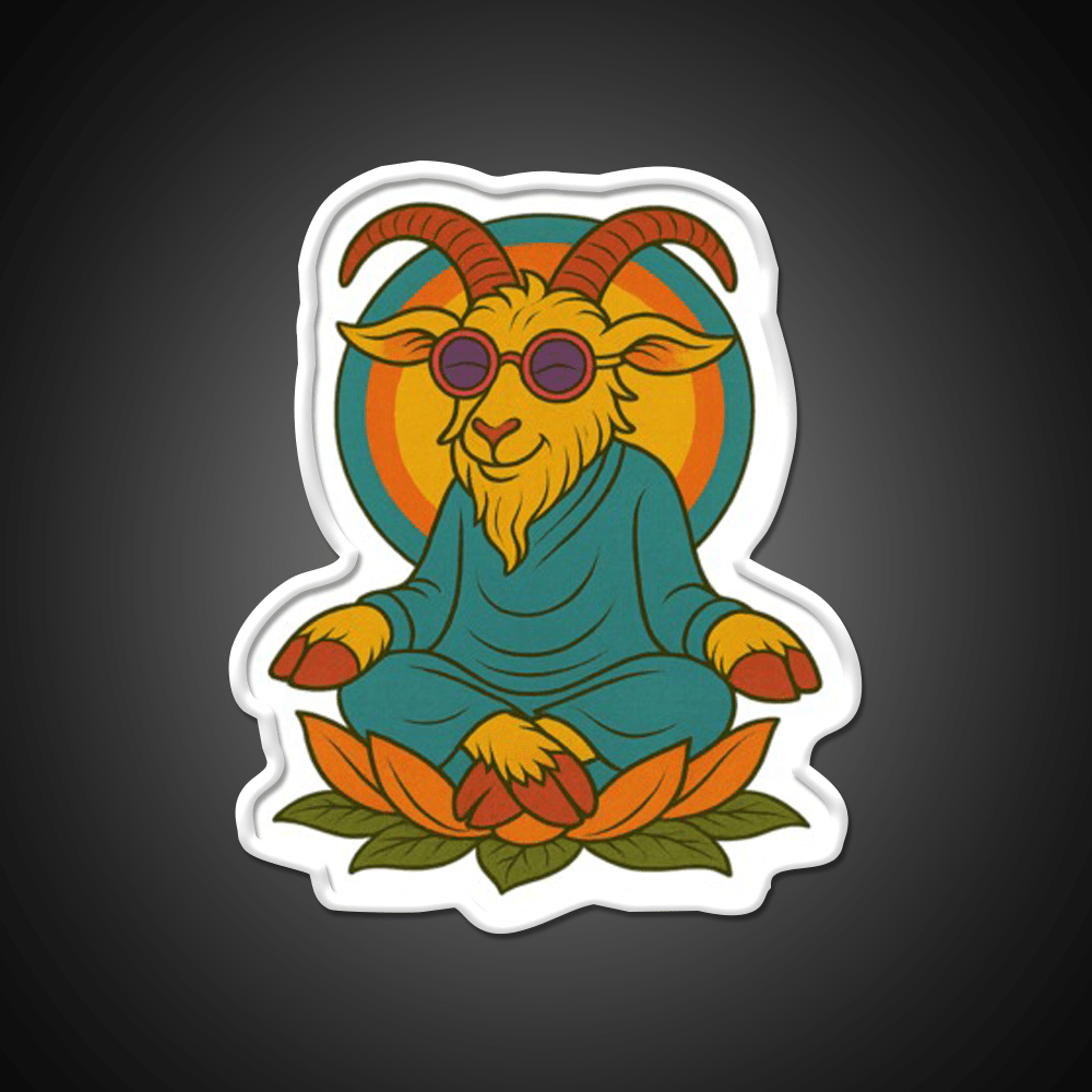 Meditating Goat Yoga Led Neon Sign For Wellness Space Rgb Color - Shineneon
