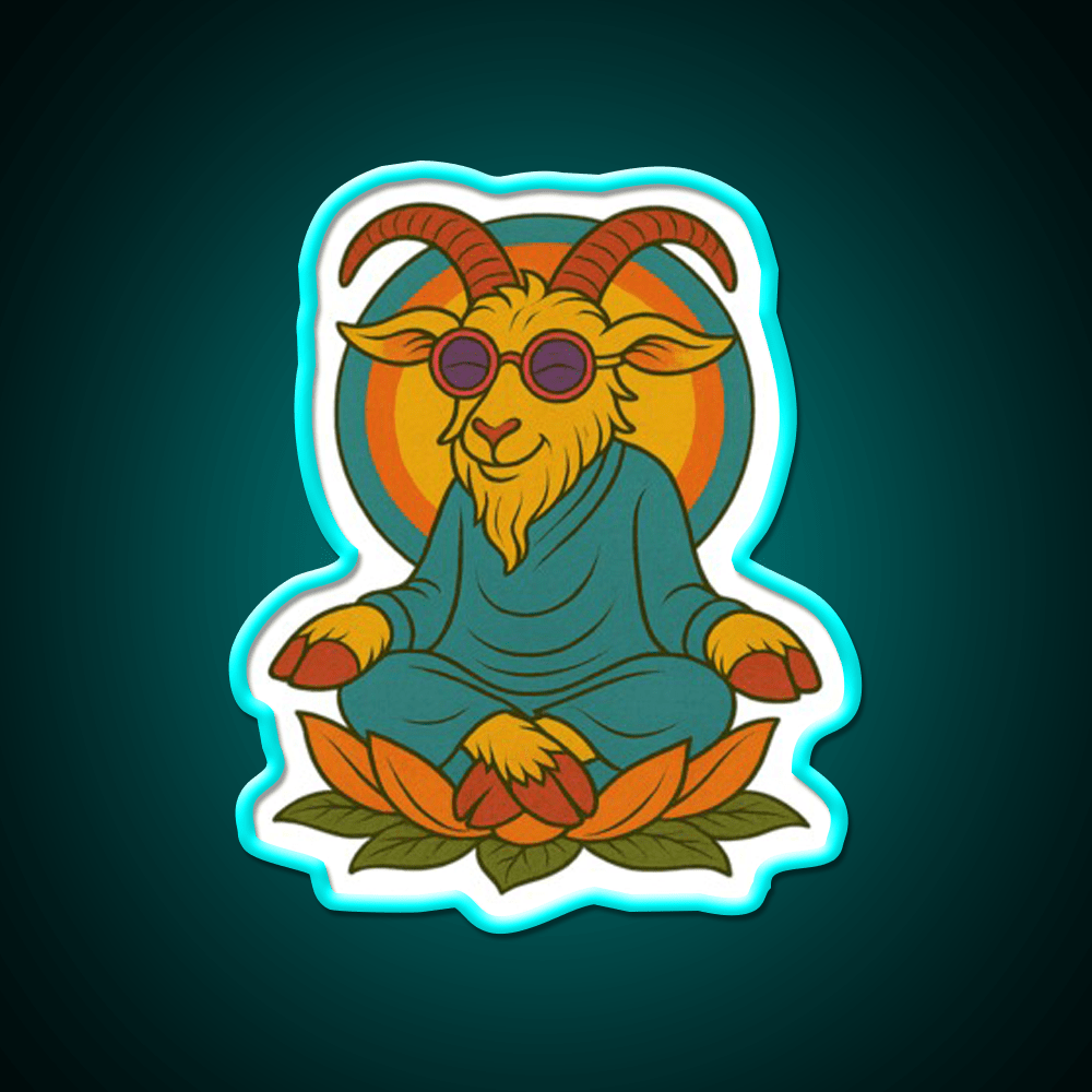 Meditating Goat Yoga Led Neon Sign For Wellness Space Rgb Color - Shineneon