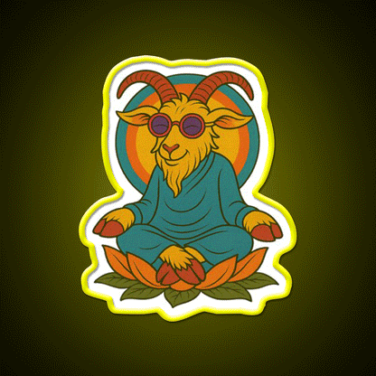 Meditating Goat Yoga Led Neon Sign For Wellness Space Rgb Color