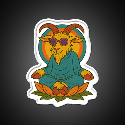 Meditating Goat Yoga Led Neon Sign For Wellness Space Rgb Color