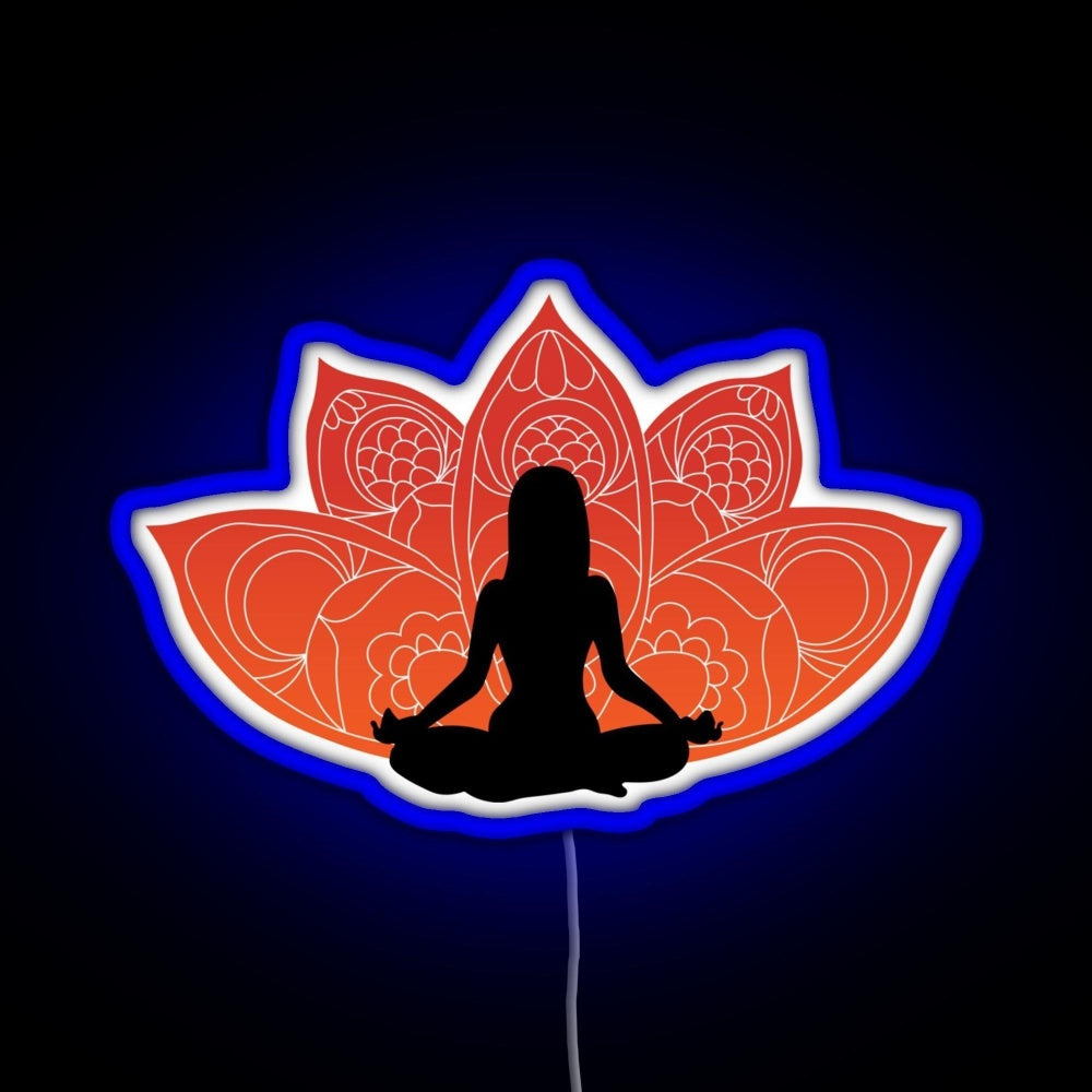 Meditating In A Lotus Pose Rgb Neon Sign - LED neon sign close-up detail