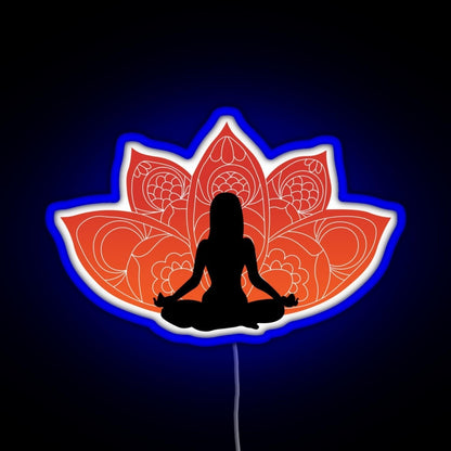 Meditating In A Lotus Pose Rgb Neon Sign - LED neon sign close-up detail