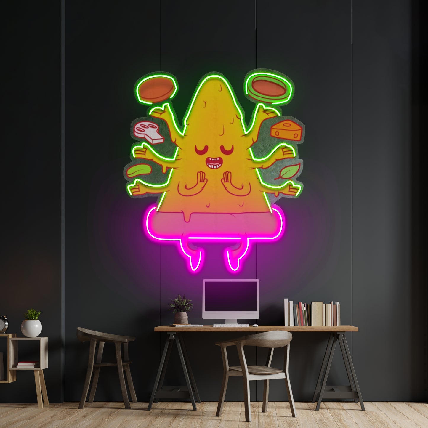 Meditating Pizza Led Neon Sign Light Custom Led Signs