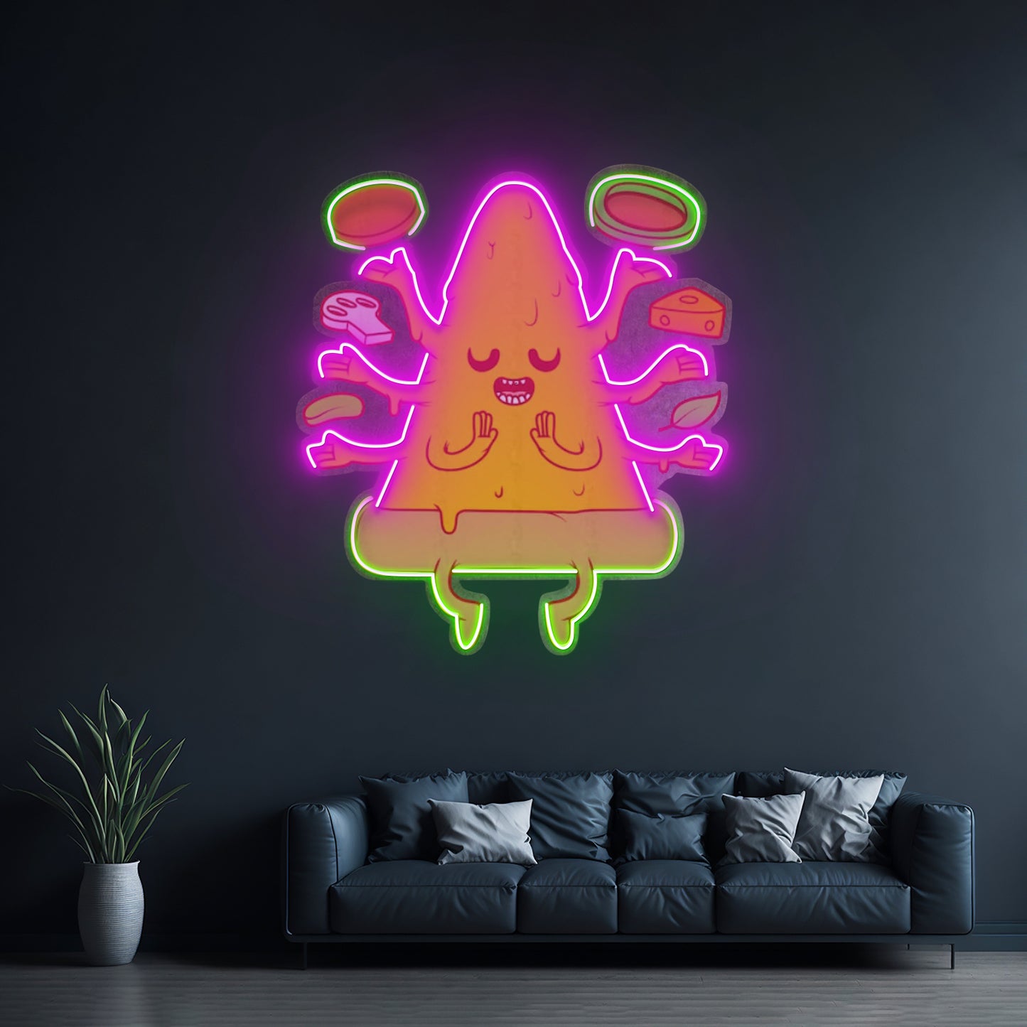 Meditating Pizza Led Neon Sign Light Custom Led Signs