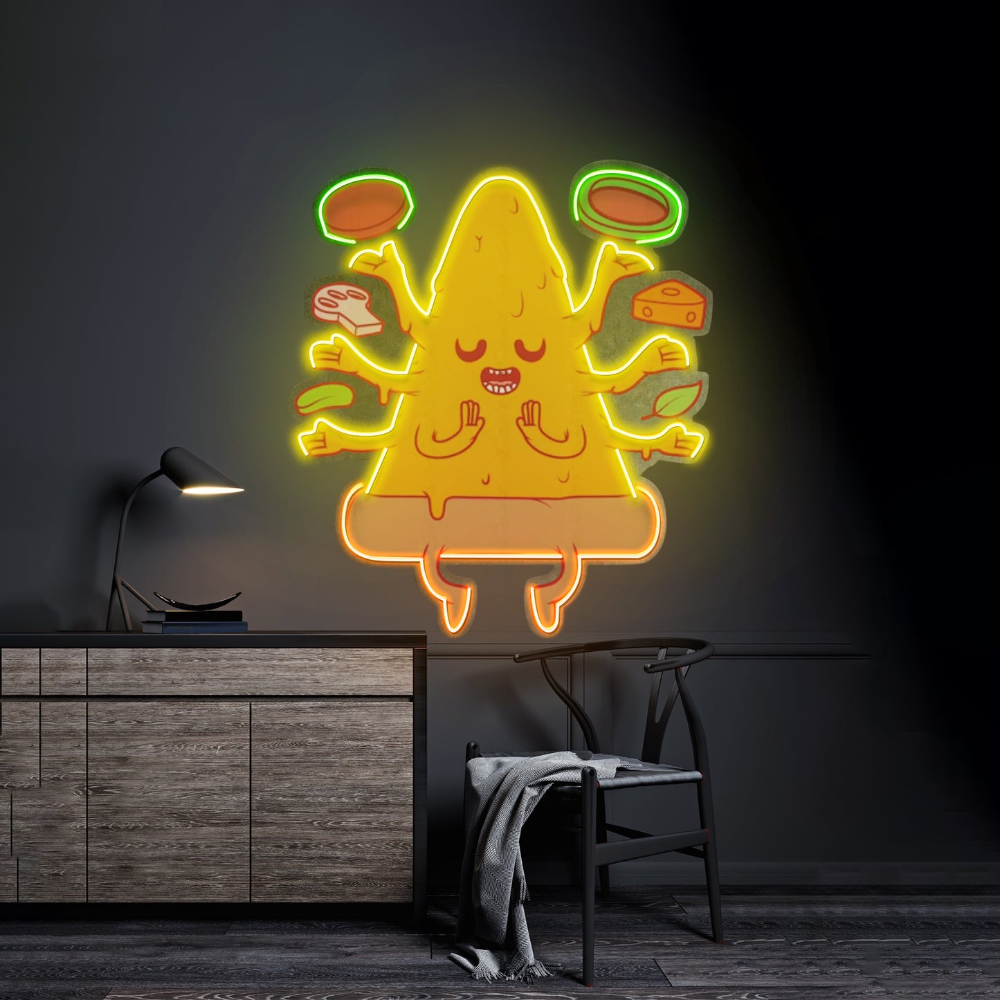 Meditating Pizza Led Neon Sign Light Custom Led Signs