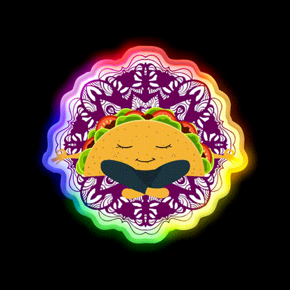 Meditation Taco Cool Witty Taco Led Neon Sign Rgb Color - LED neon sign close-up detail
