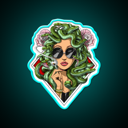 Medusa Hippie Stoner Hemp Inspired Green Leaf Led Neon Sign Rgb Color - Size and dimension reference