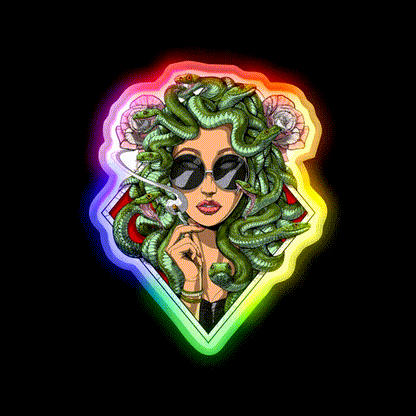 Medusa Hippie Stoner Hemp Inspired Green Leaf Led Neon Sign Rgb Color - LED neon sign close-up detail