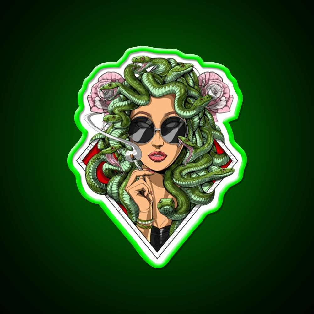 Medusa Hippie Stoner Hemp Inspired Green Leaf Led Neon Sign Rgb Color - Shineneon