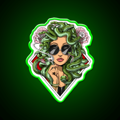 Medusa Hippie Stoner Hemp Inspired Green Leaf Led Neon Sign Rgb Color - Shineneon