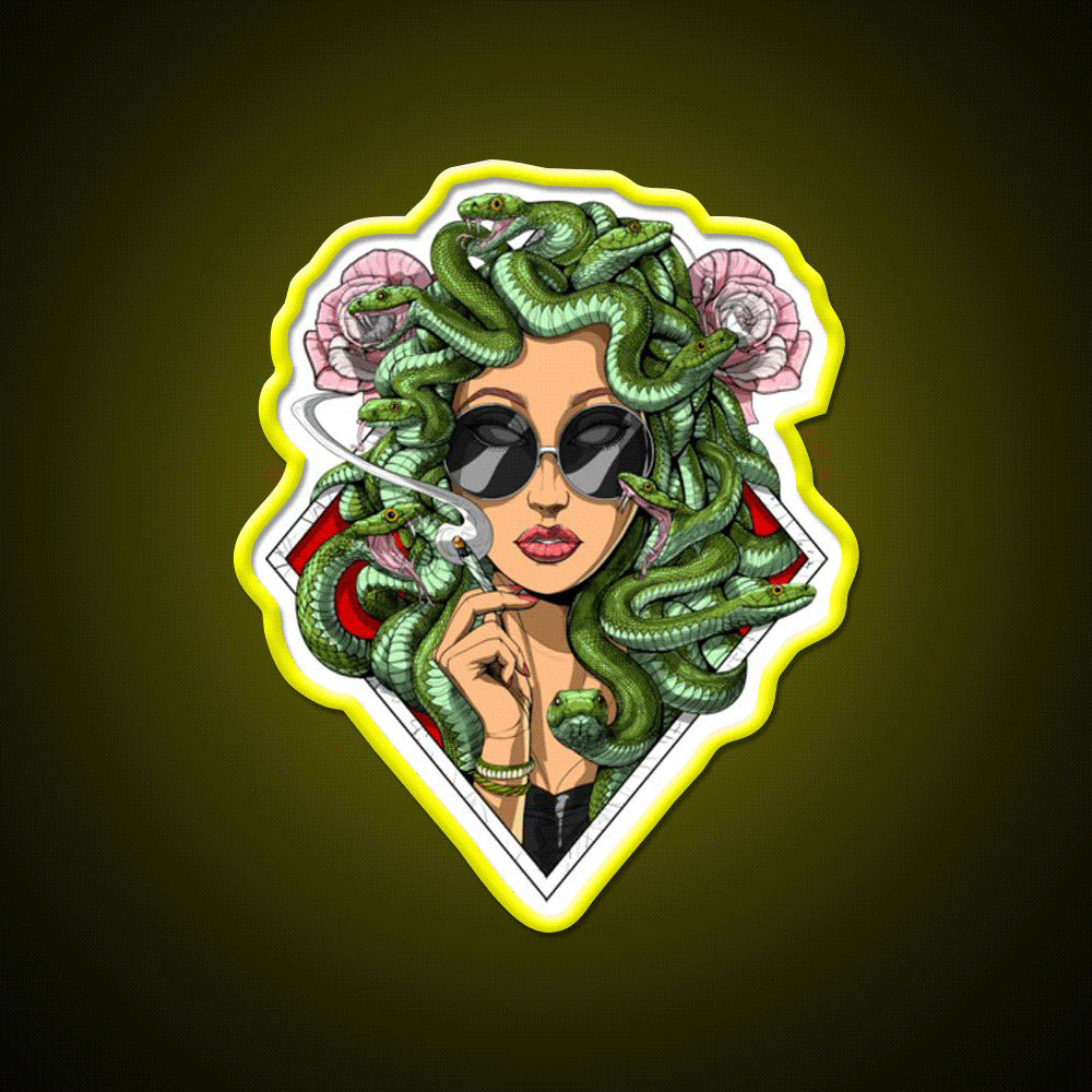 Medusa Hippie Stoner Hemp Inspired Green Leaf Led Neon Sign Rgb Color - Custom LED neon sign front view