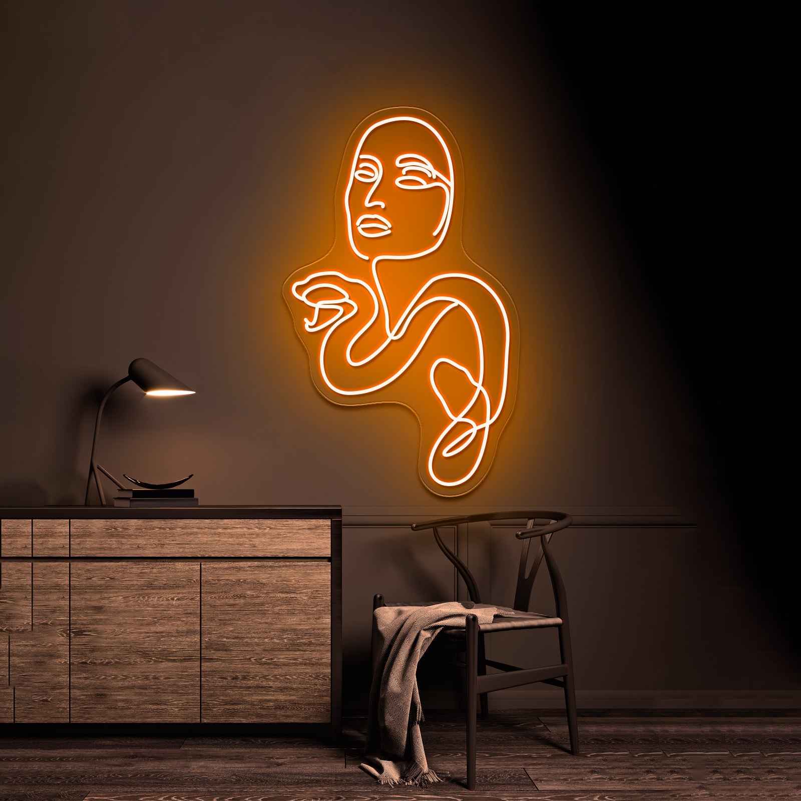 Medusa Minimal Line Art Wall Artwork Neon Signs | Shineneon