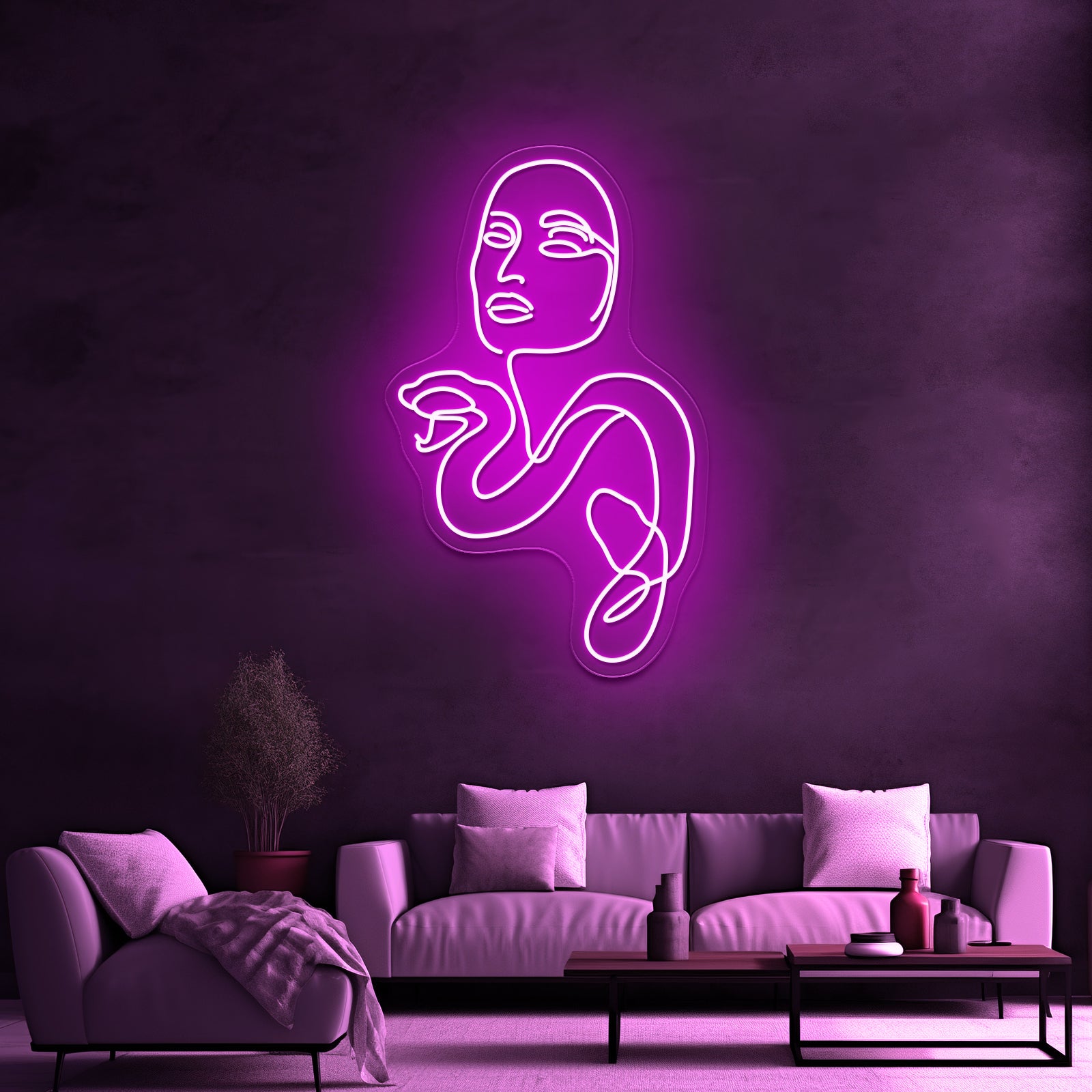 Medusa Minimal Line Art Wall Artwork Neon Signs | Shineneon