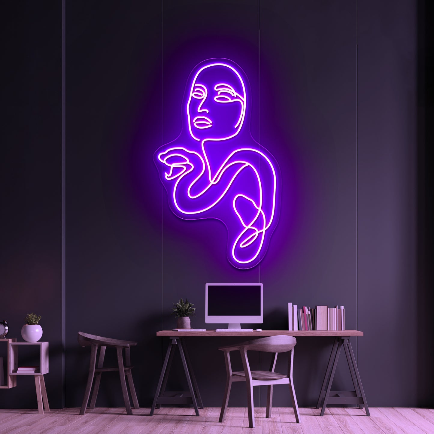 Medusa Minimal Line Art Wall Artwork Neon Signs