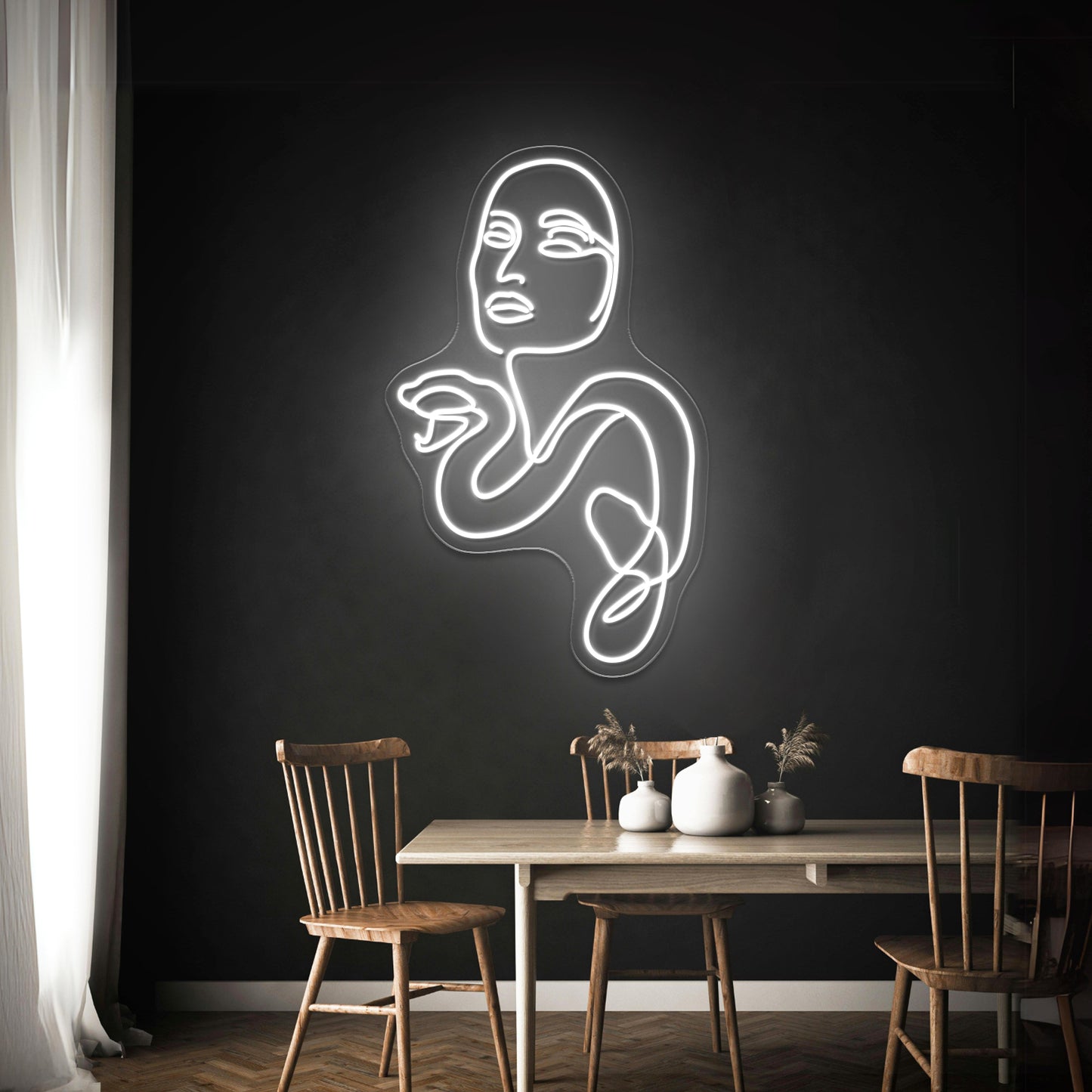 Medusa Minimal Line Art Wall Artwork Neon Signs