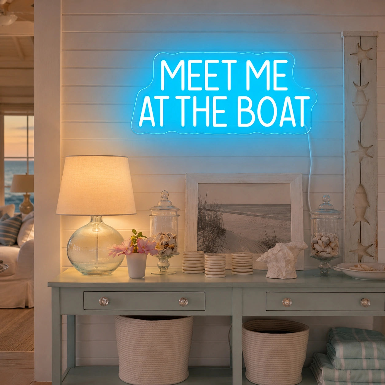 Meet Me At The Boat LED Neon Sign real lifestyle scene