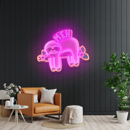 Meh Sloth Artwork Anime Neon Sign - Shineneon