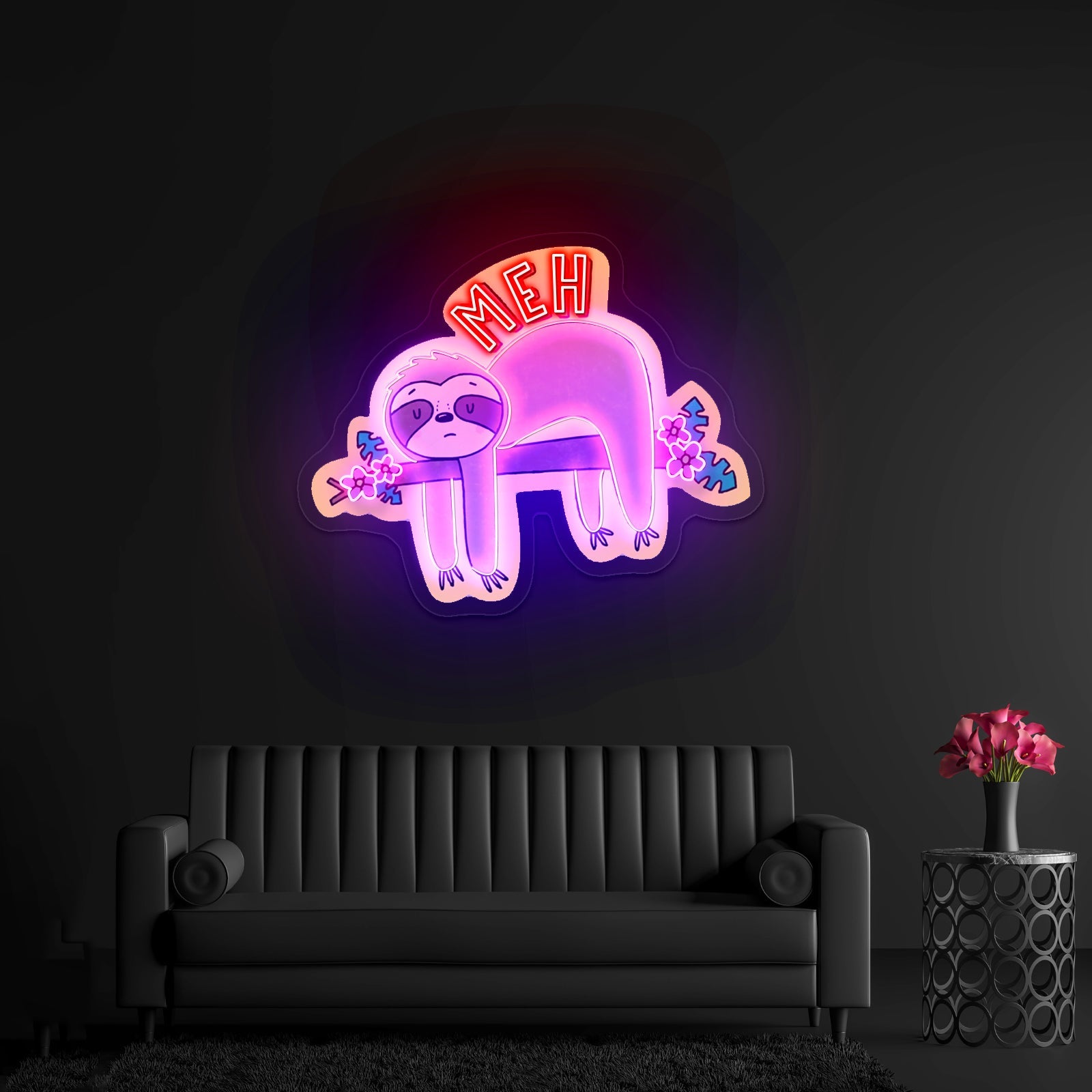 Meh Sloth Artwork Anime Neon Sign - Shineneon
