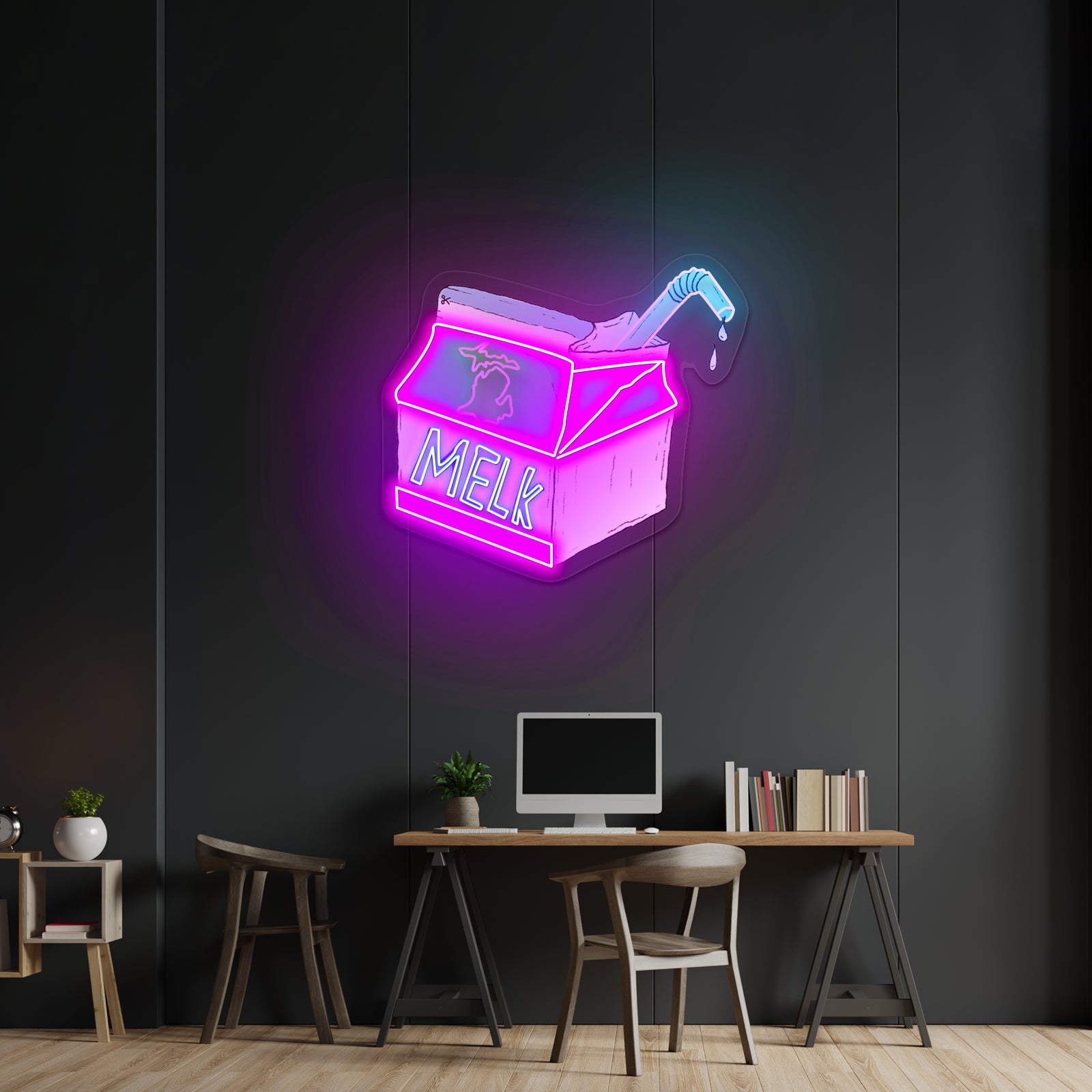 Melk Michigan Artwork Aesthetic Neon Signs - Shineneon