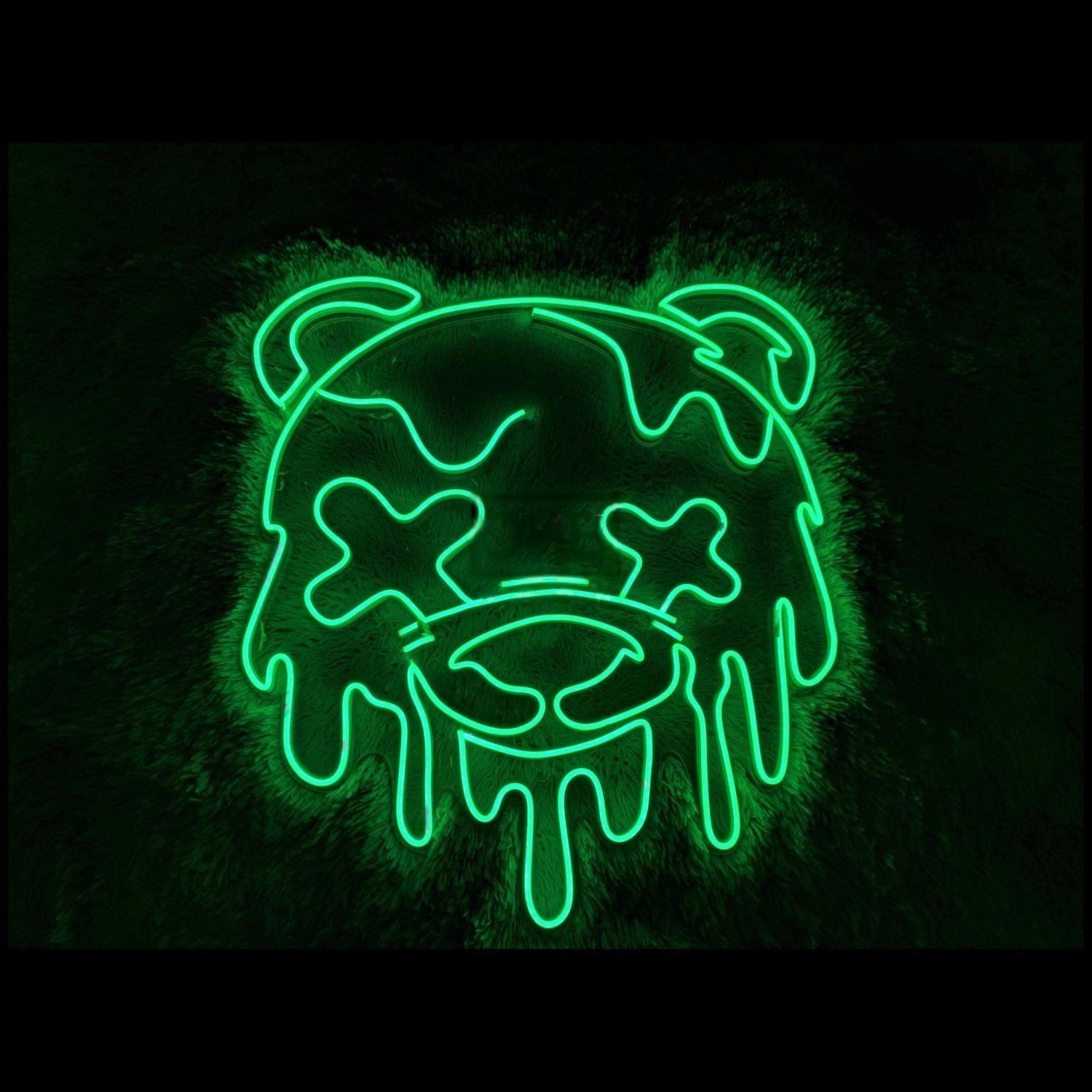 Melted Bear Green Cartoon Led Neon Sign For Trendy Decor | Shineneon