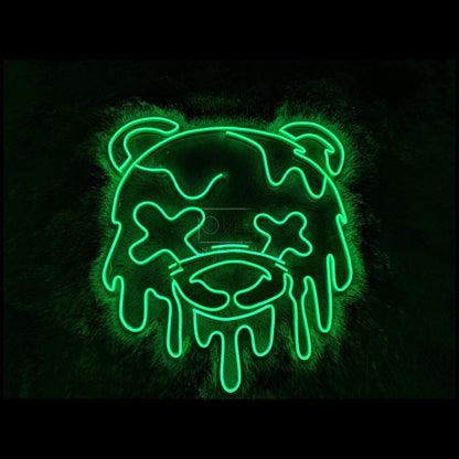 Melted Bear Green Cartoon Led Neon Sign For Trendy Decor | Shineneon