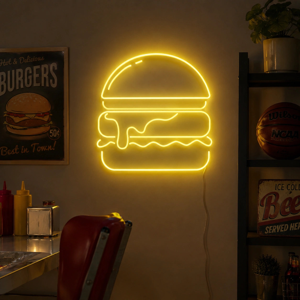 Melted Cheese Burger Neon Sign LED Neon Sign real lifestyle scene