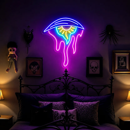 Melting Evil Eye LED Neon Sign real lifestyle scene