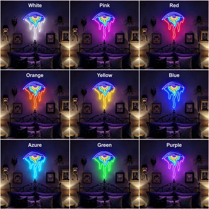 Melting Evil Eye LED Neon Sign day and night comparison