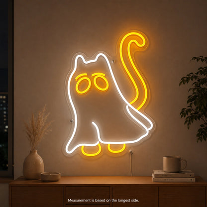 Melting Ghost Cat LED Neon Sign color grid