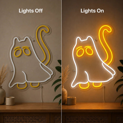 Melting Ghost Cat LED Neon Sign - Shineneon