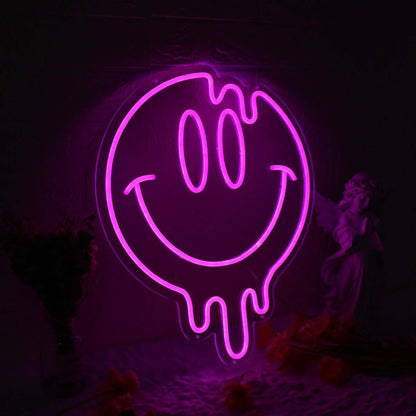 Melting Smile Face Pink Neon Sign | Shineneon