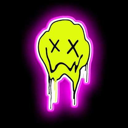 Melting Smiley Face Neon Sign - Size and dimension reference