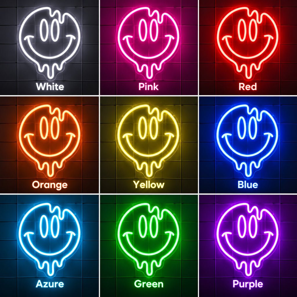 Melting Smiley Face Pink LED Neon Sign - Shineneon